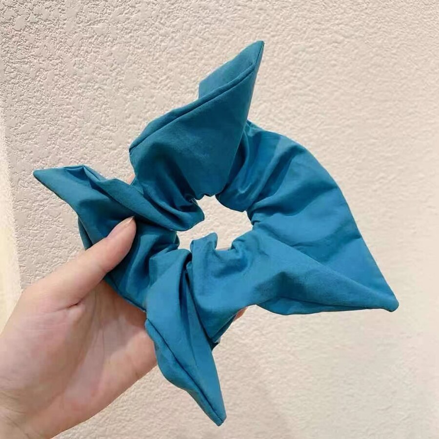 Vierkante Haar Scrunchies Grote Effen Kleur Vrouwen Elastische Haarbanden Meisjes Haar Ring Paardenstaart Rubber Mode Haaraccessoires: Blauw