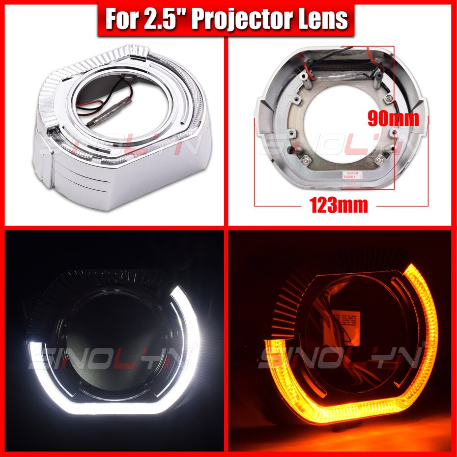 Sinolyn 2.5/3,0 LED Winkel Augen Blinker Wanten schalten Lünette Für Scheinwerfer Objektiv Hella 3R G5/Koito q5/WST Projektoren Objektiv: 2.5 A Leichentücher
