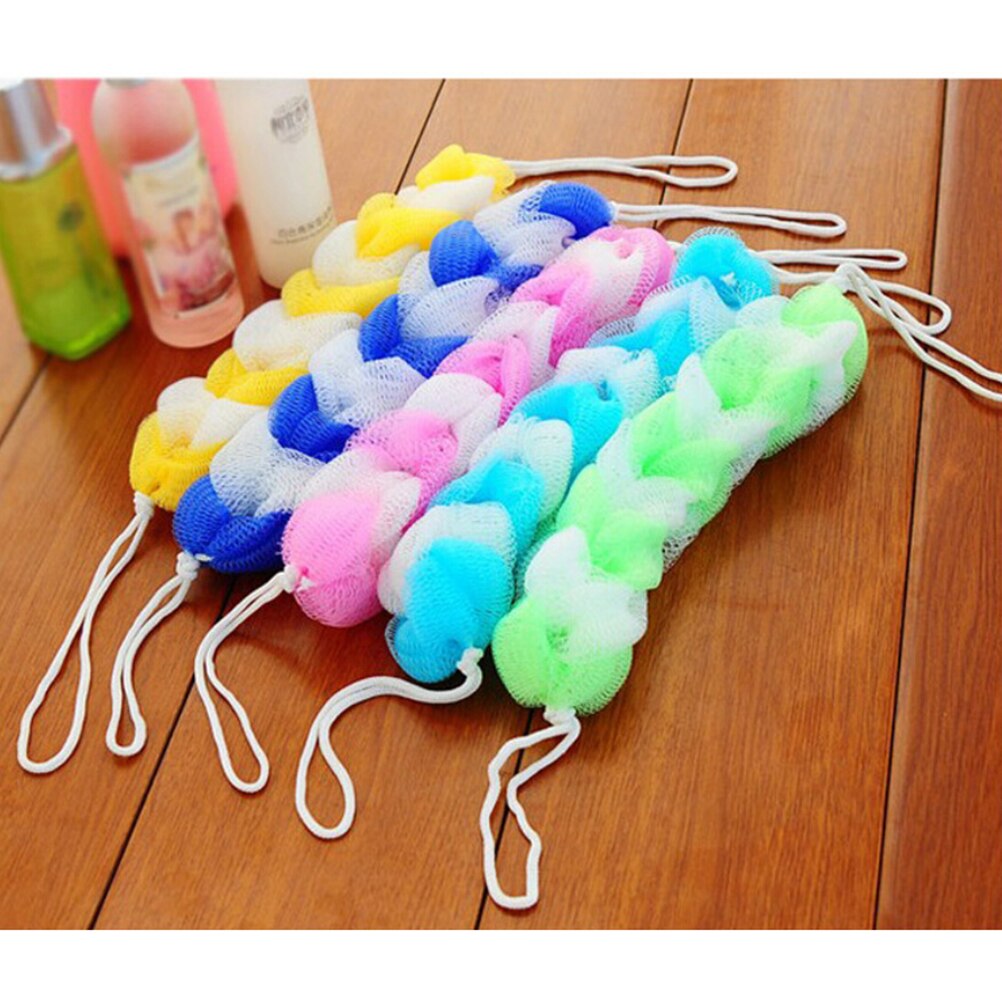 Loofah Bloem Bad Bal Tubs Cool Riem Handdoek Scrubber Body Reinigen Mesh Douche Wassen Spons Bad Borstel Voor Kids Baby