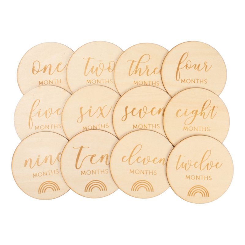 12 Pcs Baby Milestone Cards Wooden Commemorate Bab... – Vicedeal