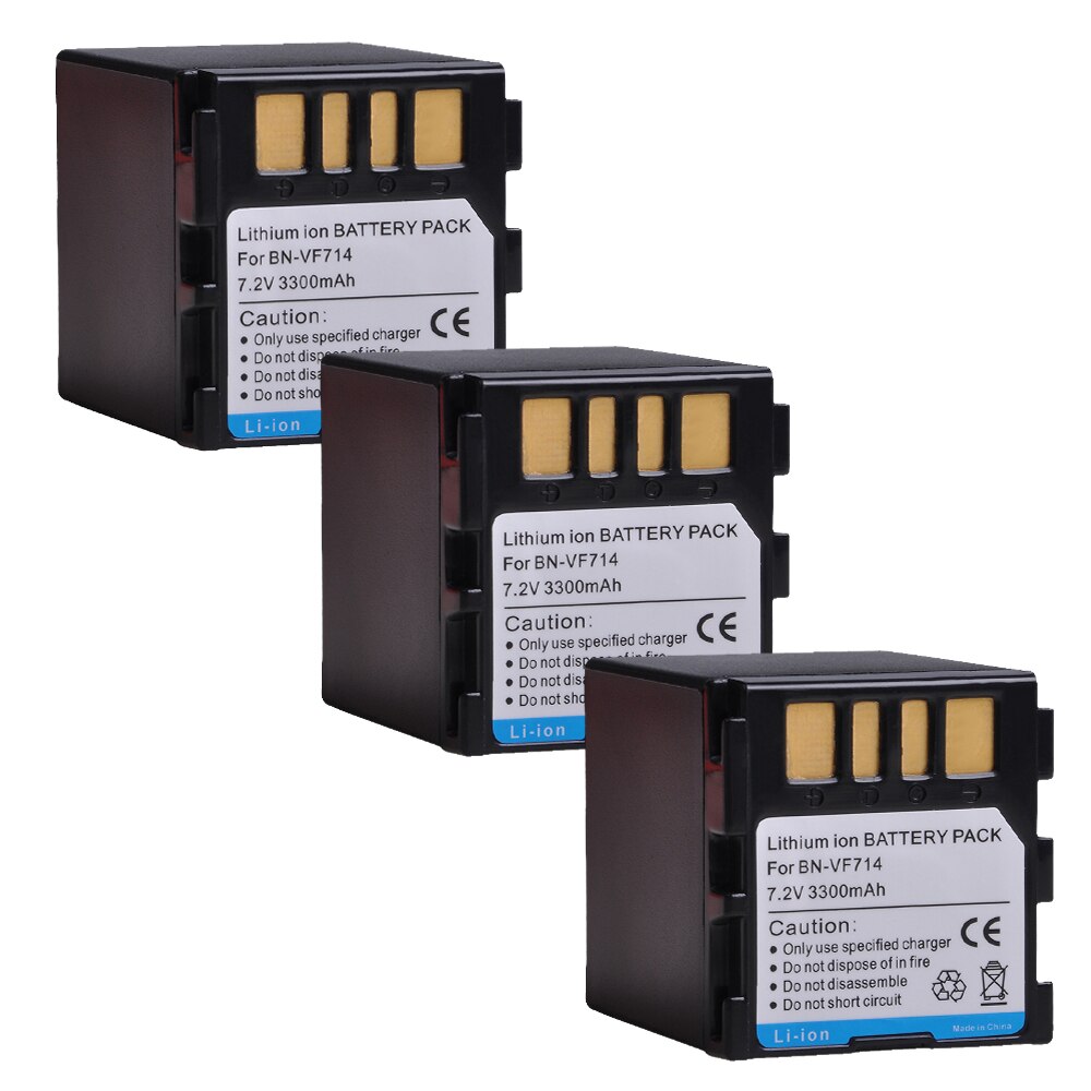 2x 3300 mah bn -vf714 batteri + led usb laddare för jvc bn -vf707,  bn -vf707u bnvf 707,vf707 bn-vf714 bn-vf733 gr-d240 batterier: 3 batterier