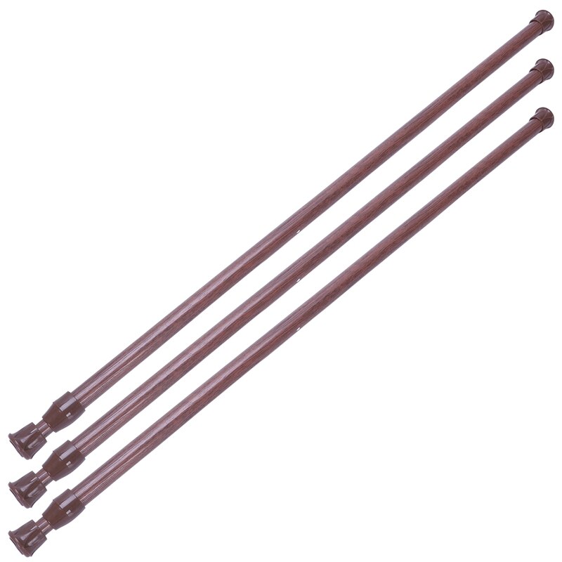 3X Extendable Telescopic Spring Loaded Net Voile Tension Curtain Rail Pole Rods,55-90cm,Wood Color: Default Title