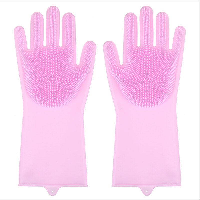 5 color 1/2 pairs Silicone Dishwashing Gloves Magic Multifunction Cleaning Gloves Sponge Rubber Scrub Gloves Kitchen Tool: A-1 pair