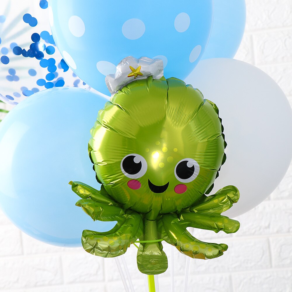 2 stk barnefest dusj mini blekksprut klovnefisk få øye på fisk kreps folie ballonger hav sjødyr vannlevende til baby bursdag dekor