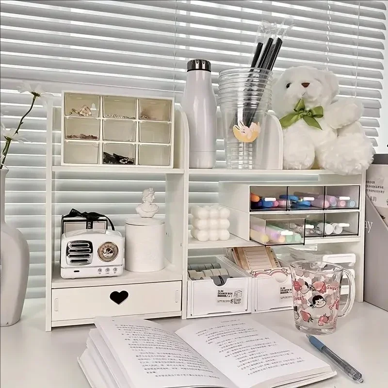 Dubbellaags Desktop Organizer Rek Briefpapier Bureau Accessoires Opslag Desktop Cosmetica Organisatoren Opbergplank