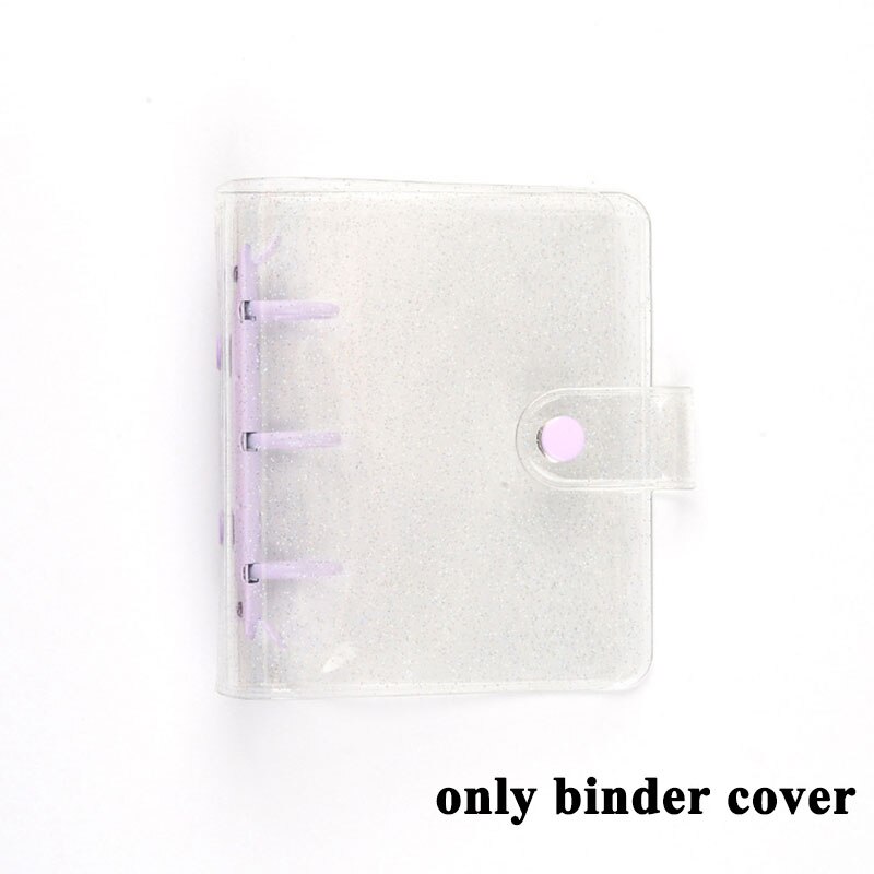 3 Rings Loose-leaf Shell Binder Cover Photo Album Cover Notebook Cover Photo Organizer School Stationery Mini Pocket: light purple