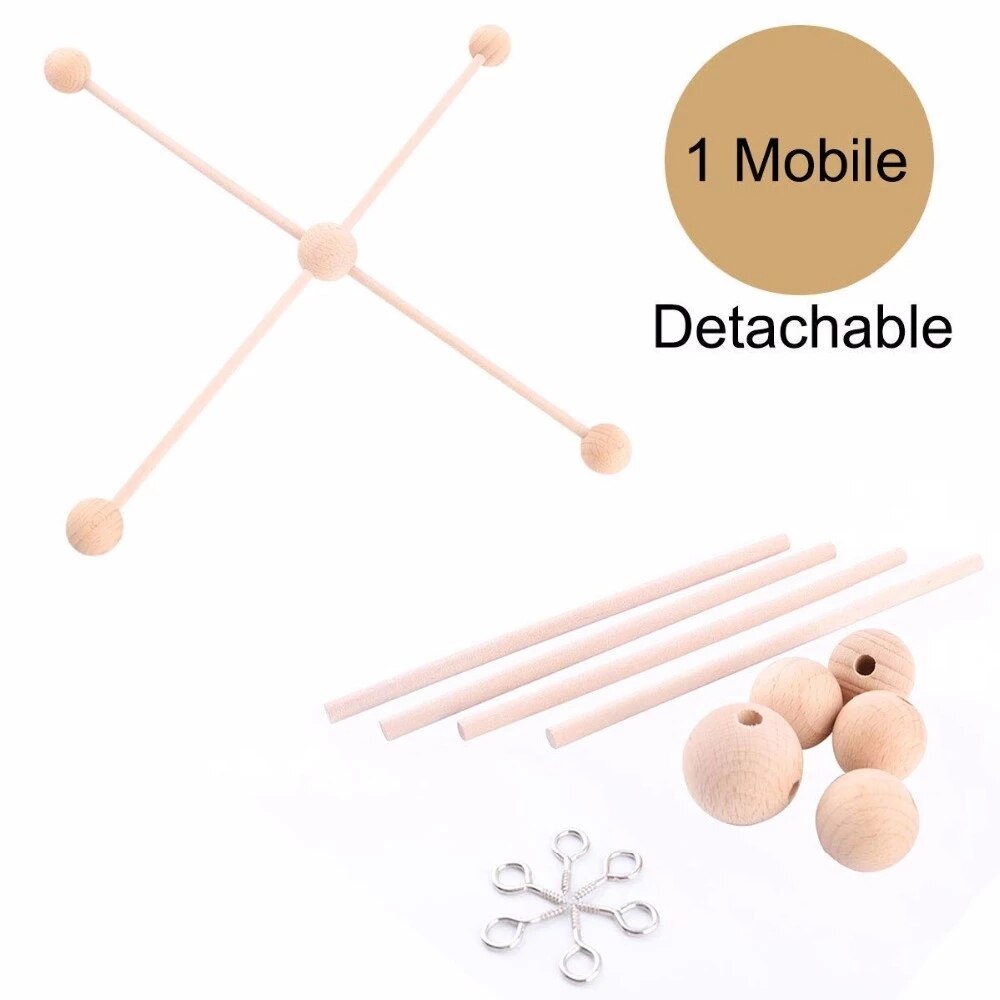 Colgador móvil de madera para cuna de bebé, marco de madera para cuna, manualidades, juguetes hechos a mano, soporte móvil para recién nacido, 1 Juego