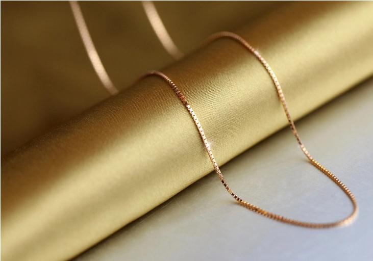 Collares cortos de Plata de Ley 925 para mujer, joyería de caja de oro rosa, , , barato,
