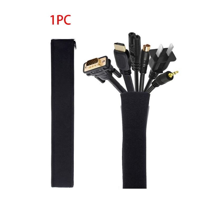 19.5 inch Cable Management Sleeve with Zipper Flexible Wire Cover Wrap Cord Organizer for TV Computer Office Home Entertainment