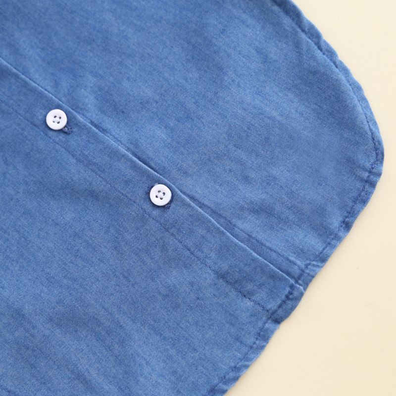 Vrouwen Meisjes Denim Stof Afneembare Half-Shirt Blouse Effen Kleur Revers Valse Nep Kraag Verstelbare Kleding Trui 85WB