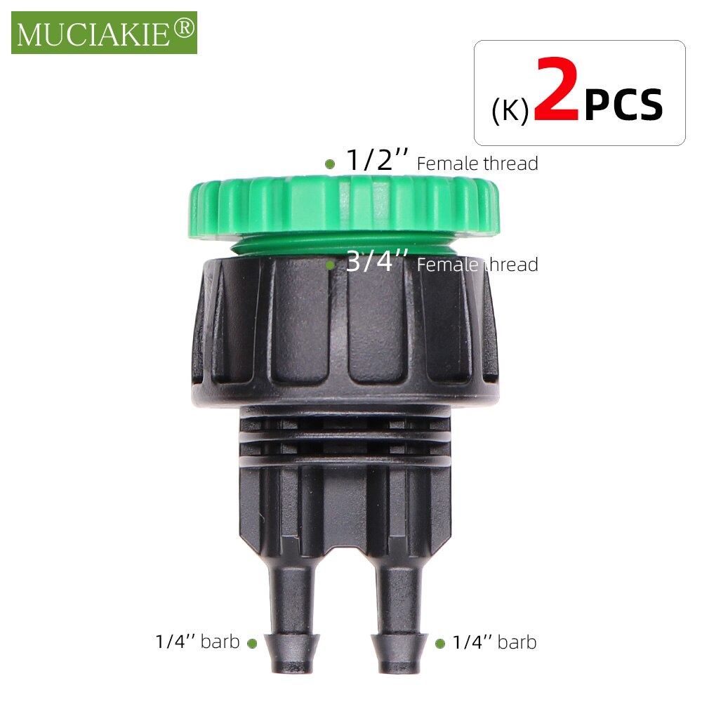 MUCIAKIE 2pz Attacco Rapido Adattatore con 1/4 (ID 4mm) o 3/8 &#39;&#39;(8mm) connettore spinato Nastro A Goccia per L&#39;irrigazione Irrigazione del Giardino: Kx2pcs