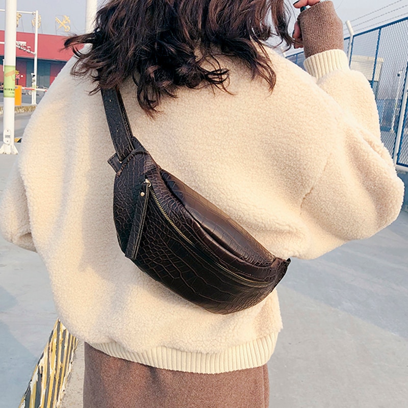 Crocodile taille sacs pour femmes modèle PU cuir nouvelle couleur unie drôle Packs dames ceinture sacs pour téléphone femelle drôle Pack
