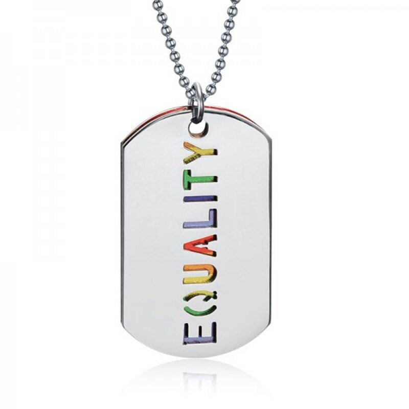 Neue Edelstahl Kreis Platte Regenbogen Stolz Homosexuell Halskette Männer Paar unisex Anhänger Kette Schmuck: 16N1307