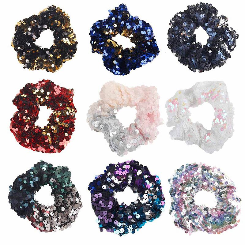 Meisjes Pailletten Haar Tie Ring Mermaid Glitter Elastische Haarbanden Kids Vrouwen Gom Voor Haar Accessoire Rubber Paardenstaart Houder Scrunchy