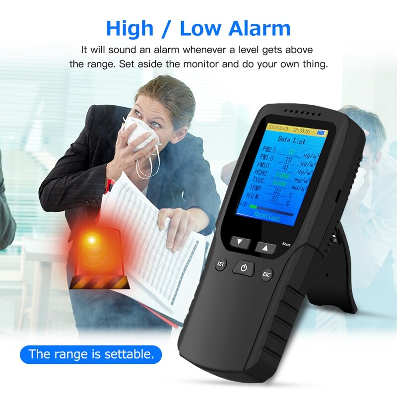9 In 1 Air Monitor Indoor Outdoor PM2.5, PM1.0, PM10, HCHO, Detector Tester Temperature And Humidity Sensor