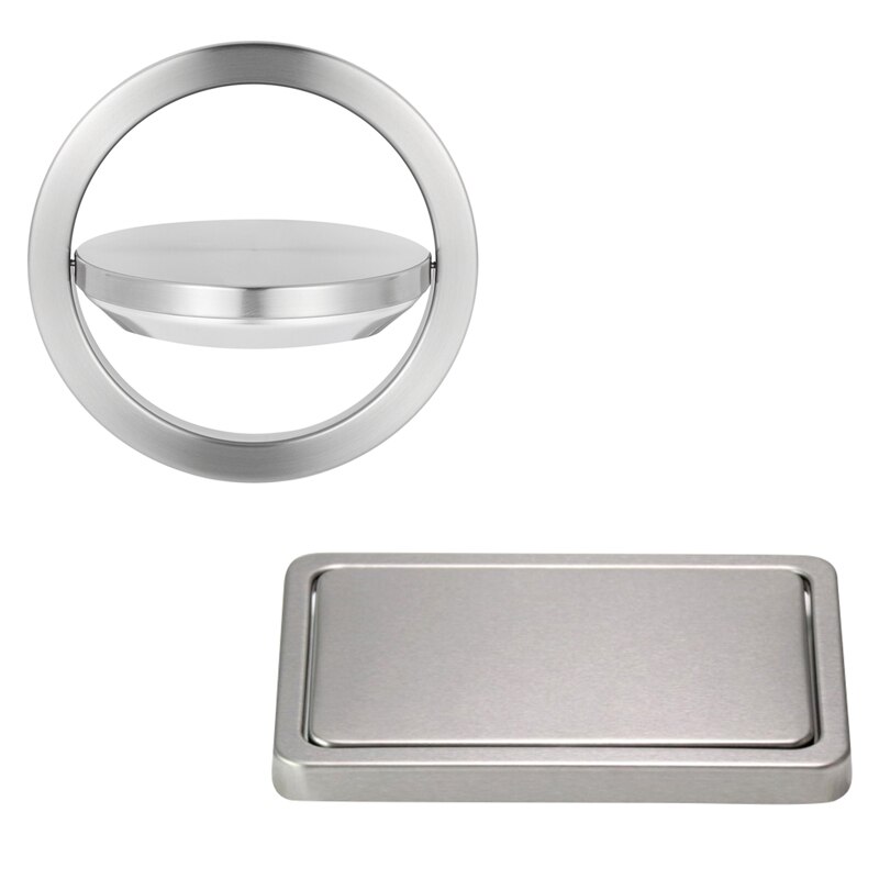 2 Stck Küche Klappe Deckel Edelstahl spülen Einbau Gebaut-in Gleichgewicht Klappe Abdeckung Papierkorb Müll, rechteck &Ampere; Runde