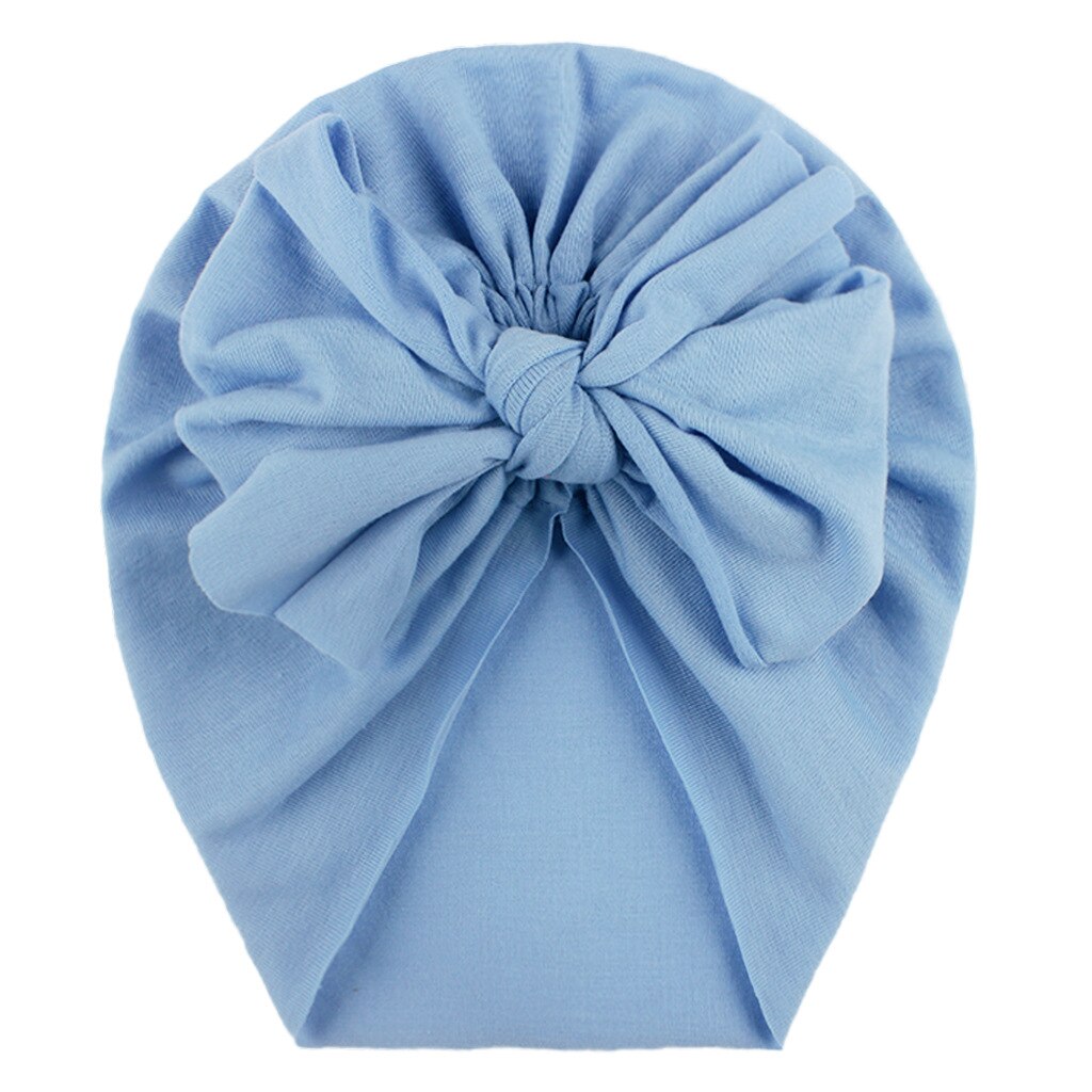 Gorro con cinta para la cabeza para bebé, gorra con estampado de lazo, turbante elástico de algodón, gorrito para envolver la cabeza para bebé, sombrero para niña, accesorios para el cabello para bebé: Azul