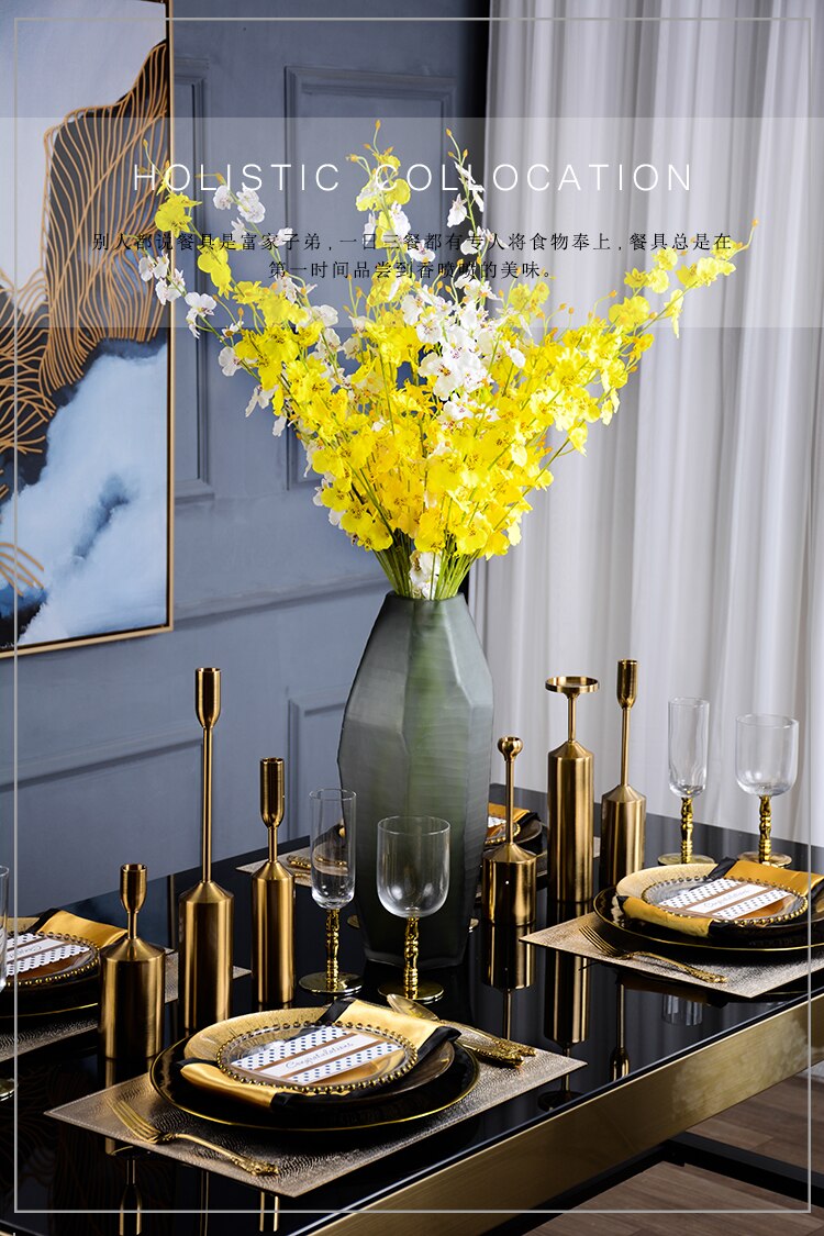 runden Schwarz Glas Platte Abendessen Platten Gold Glas Geschirr Restaurant Salat Schüssel transparent Platte Glas Schüssel und Gericht einstellen