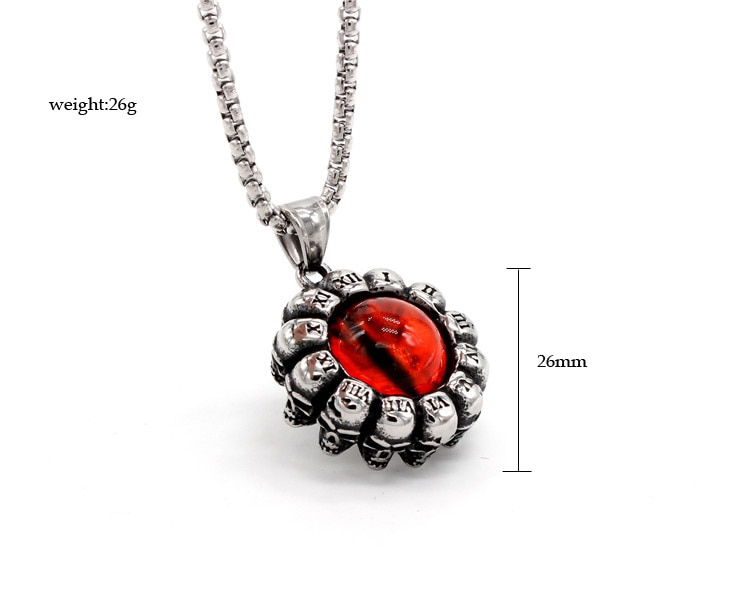 Punk Rock et rouleau vent chiffres romains crâne diable oeil pendentif collier hommes Vintage collier bijoux