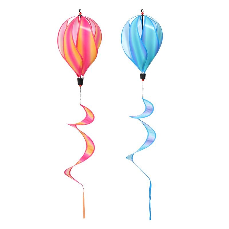 1/3/2Pcs Wind Chimes Rainbow Air Balloon Wind Spinner Rotating Sequins Windmill Wind Twister Hanging Decoration Random Color: 2Pcs Pink Blue