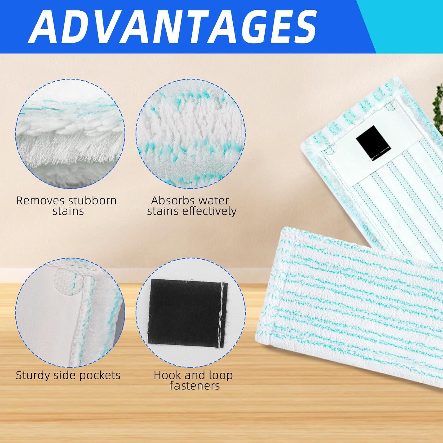 Floor Mop Covers for Leifheit Clean Twist M Ergo Micro Duo, Wiper Covers, Microfiber Mop Head for Absorbent Floor Mop, No. 52123