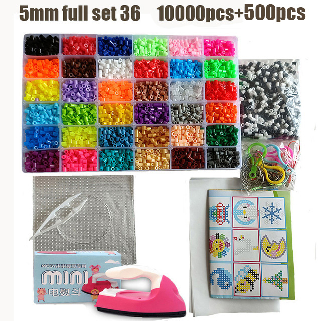 Kit de perles Perler 5mm/2.6mm, ensemble complet de perles Hama avec panneau perforé et fer, Puzzle 3D, jouet de bricolage pour enfants, jouet artisanal fait à la main,: Bourgogne