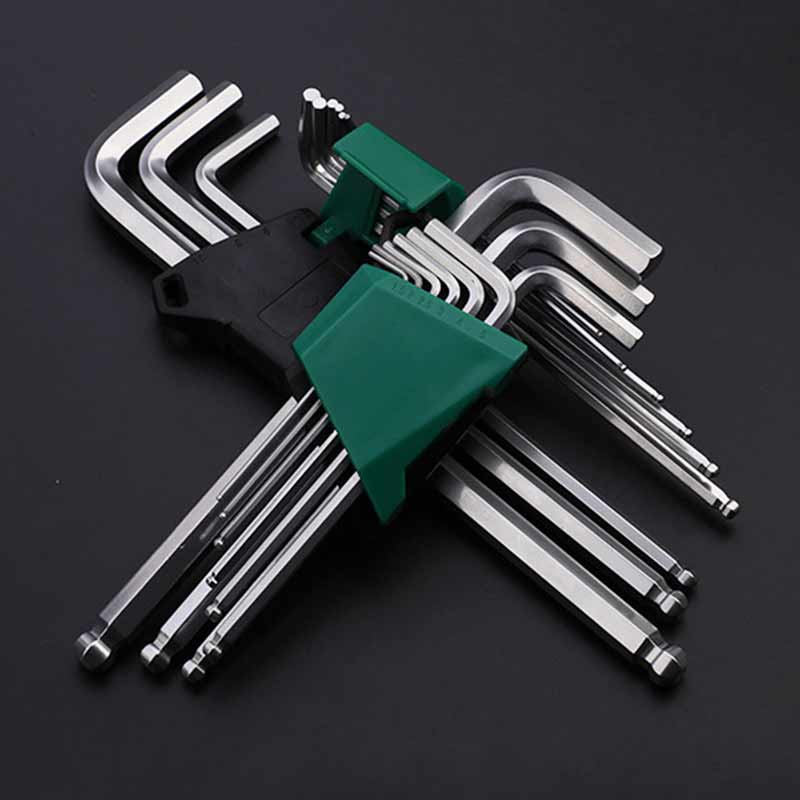 9pcs/set Hex wrench Allen wrench Metric chrome vanadium steel wrench short arm tool set