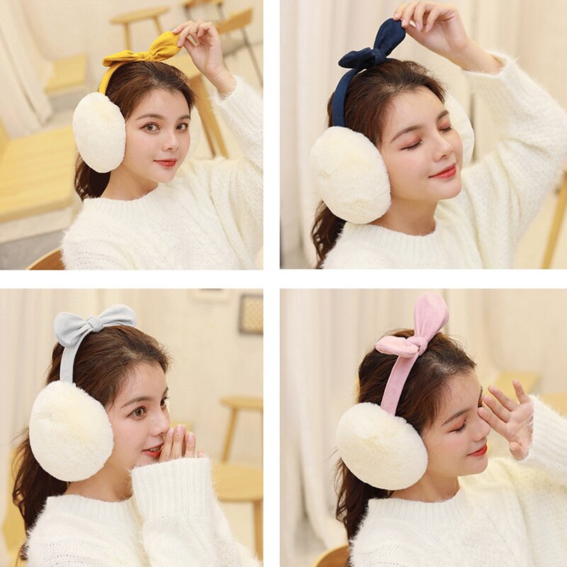 Women Cute Rabbit ears fur winter Earmuffs ear muffs warmers comfort warmuffs warm fur headphones for girls winter accessories