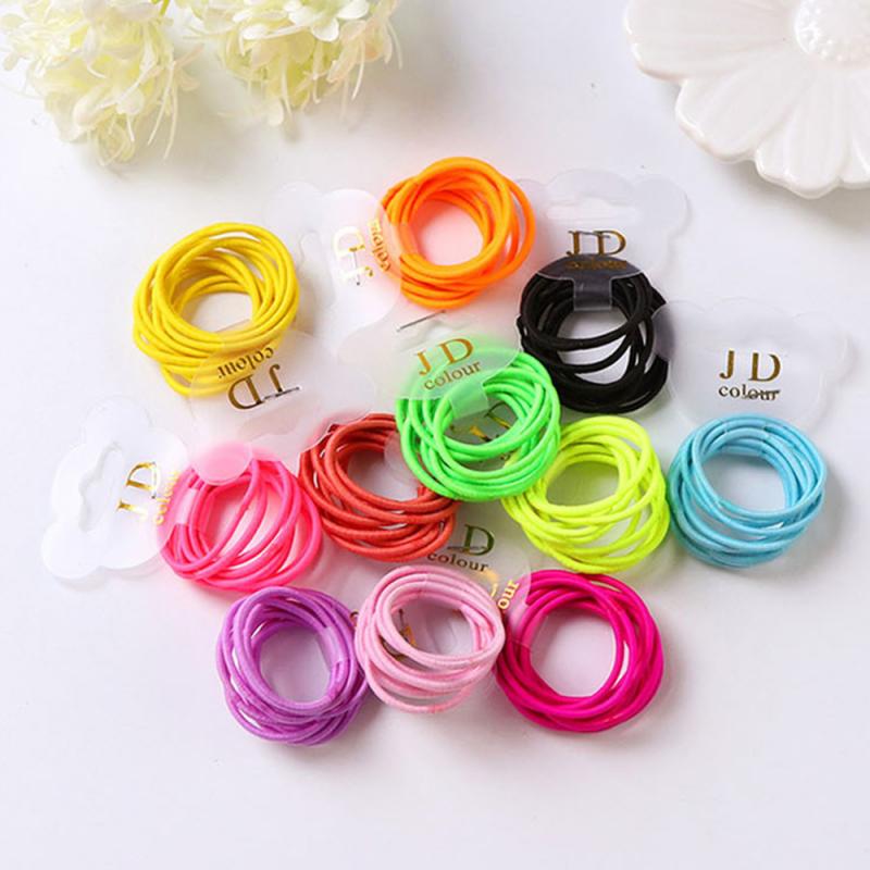 10 stuks/partij elastische haarband voor kinderen, scrunchy, kleine hoofddeksels, veelkleurige wegwerpbare rubberen band, kledingaccessoires