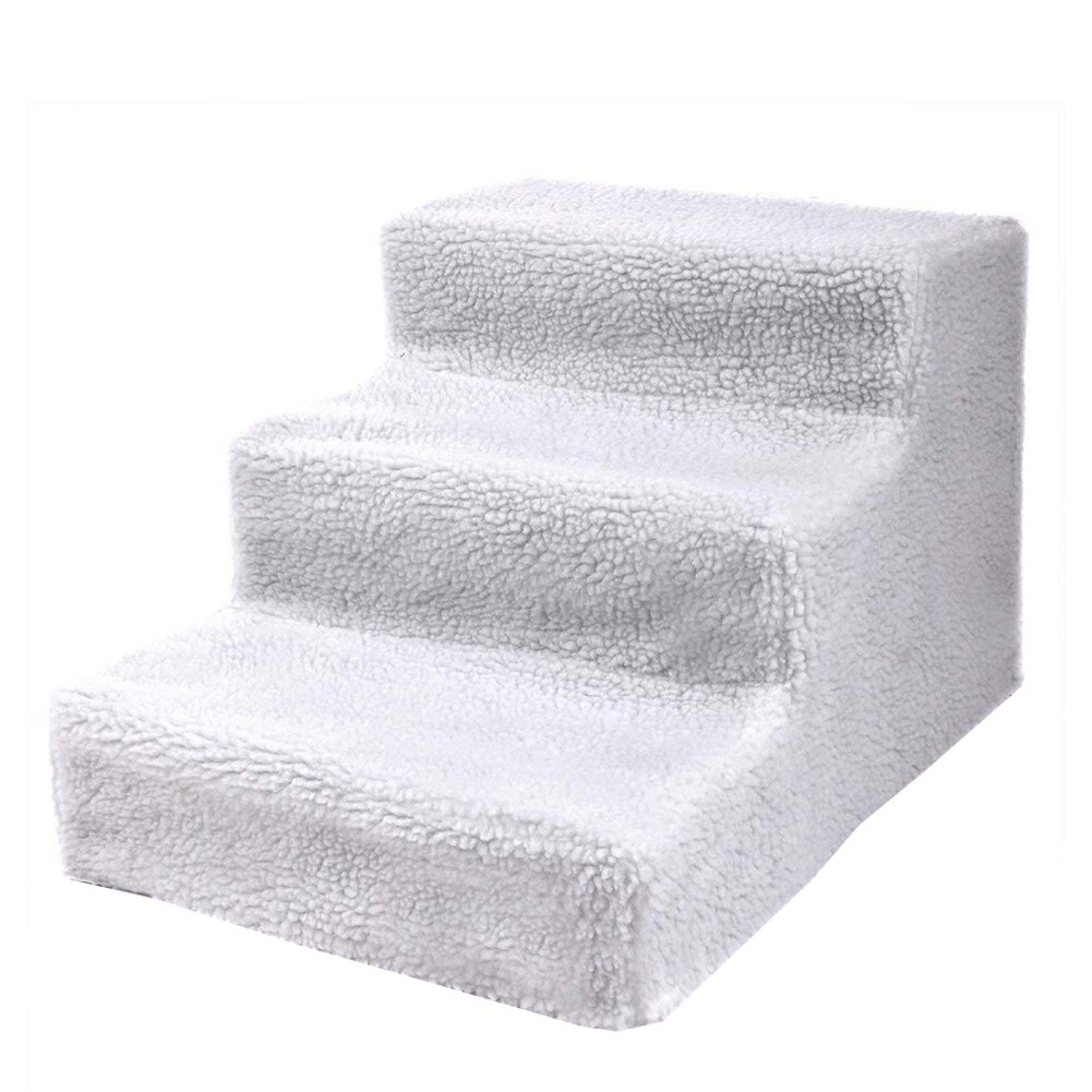 Dog Stairs Pet 3 Steps Stairs for Small Dog Cat Dog House Pet Climbing Ladder Anti-slip Removable Dogs Bed Stairs Pet Supplies: White