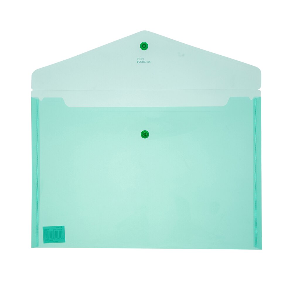 12pcs/lot A4 Button Document Bag Paper File Folder Stationery Envelop Folder Transparent Colors for A1853