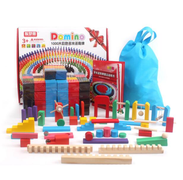 Wooden mechanism domino children toy Puzzle block toys Game 1000 PCS: Default Title