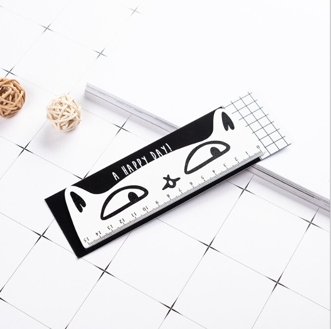 1 pcs/lot Cute cat Wooden rulers Kawaii Cute girl drawing template lace Sewing Ruler stationery office school: BaiSeMaoMi