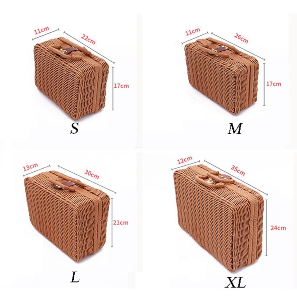 Bamboo Frame with Handle for Cosmetic,Clothes,Sundries Photograph Props Storage Basket Storage Box Rattan Suitcase