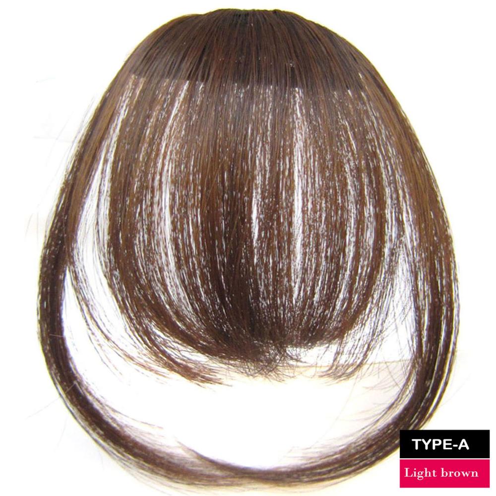Damskie słodkie grzywki klipsy robić przedłużania włosów naturalne i niewidoczne syntetyczne treski: A-lekki brązowy