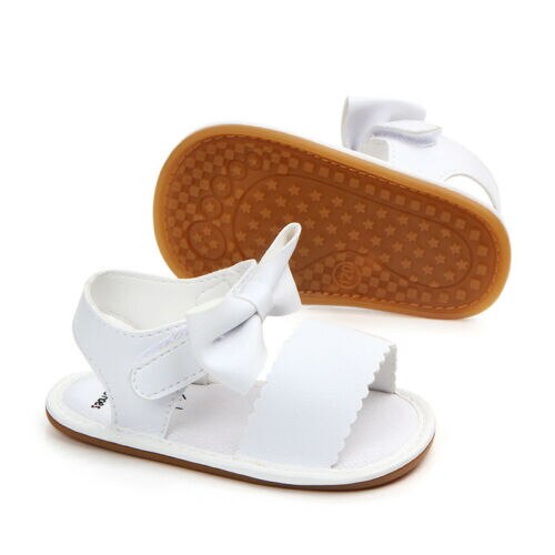 Sommer Baby Mädchen Bowknot Sandalen Anti-Unterhose Krippe Schuhe Weiche Sohle Prewalkers 0-18M: Weiß / 0-6 Monate