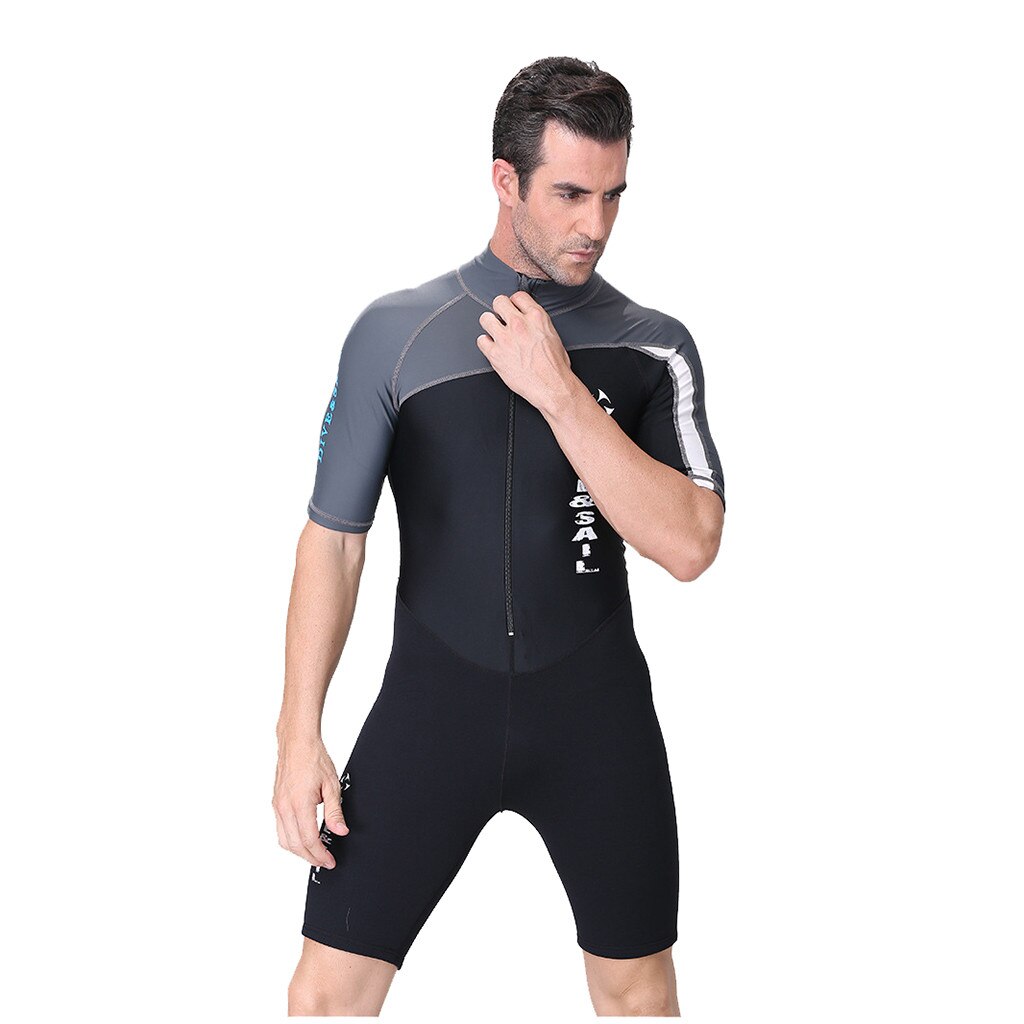 Traje de neopreno corto para hombre, protector solar transpirable, cómodo y elástico, tela de seda helada de azul