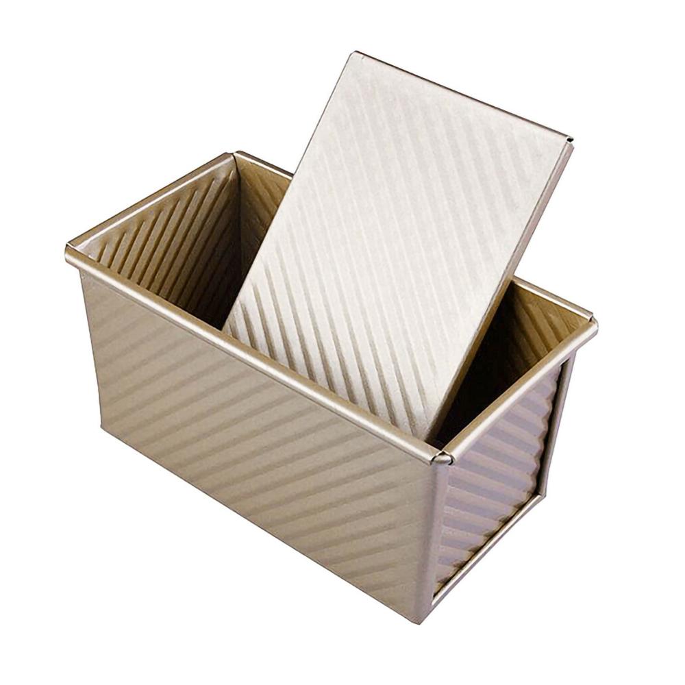 Toast Bread Box Gold Rectangular Loaf Pan Carbon Steel Non-stick Bellows Cover bread tray Mold Bread Mold Eco-Friendly toast box