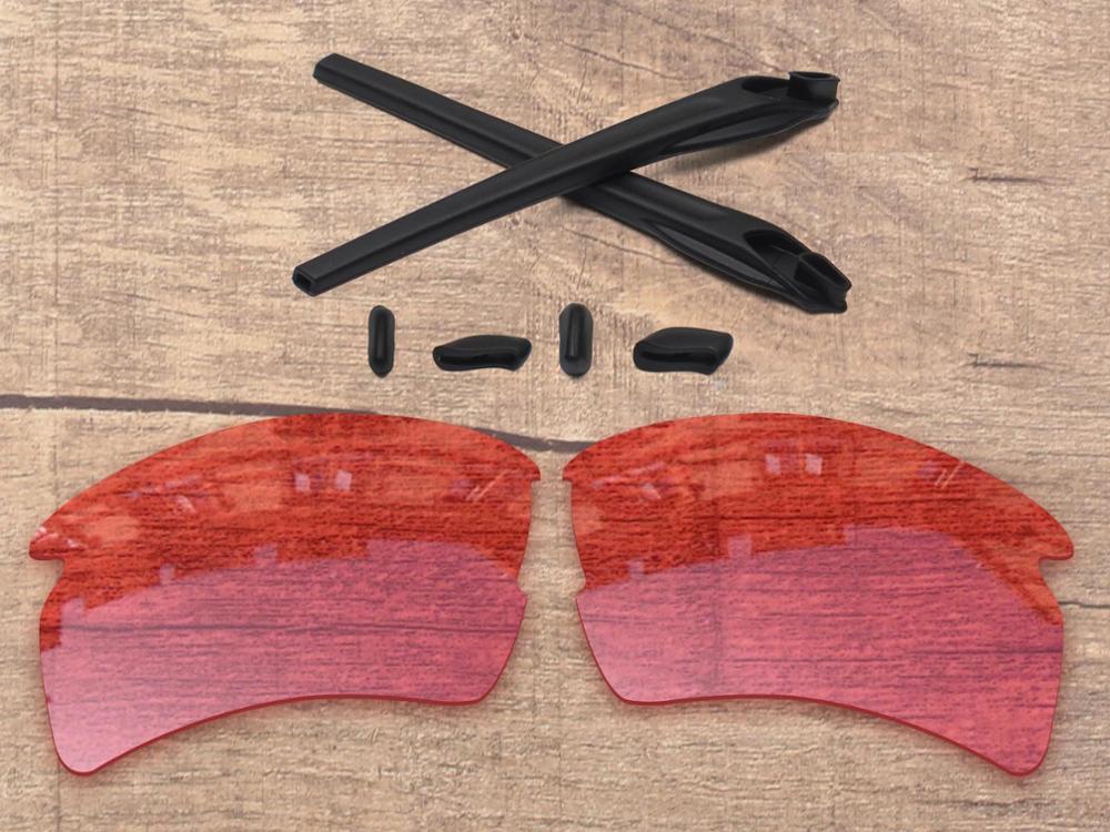 Vonxyz 20 + opções de cores polarizadas lentes de substituição & nariz almofadas orelha meias de borracha kit para-oakley flak 2.0 xl oo9188 quadro: HD Pink