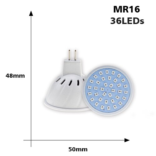Fullspektret ledet plante vokser lyspære  e27 MR16 gu10 220v fitolampy phyto lampe til innendørs hageplanter blomst hydroponics vokser: MR16 36 lysdioder 220v