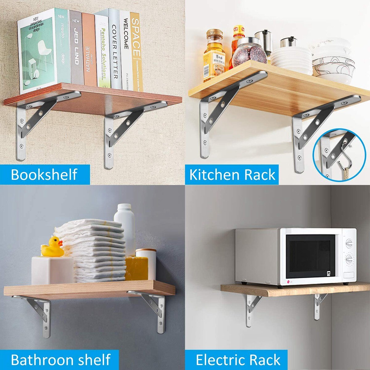 2 Stuks Wandmontage Plank Beugel 90 Graden Zware L Plank Beugels Rvs Ondersteuning Joint(155X250mm)