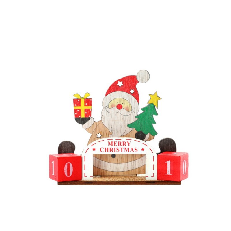 Wooden Christmas Advent Calendar With Painted Blocks Countdown To Christmas Home Desktop Ornament Decor Supplies: A