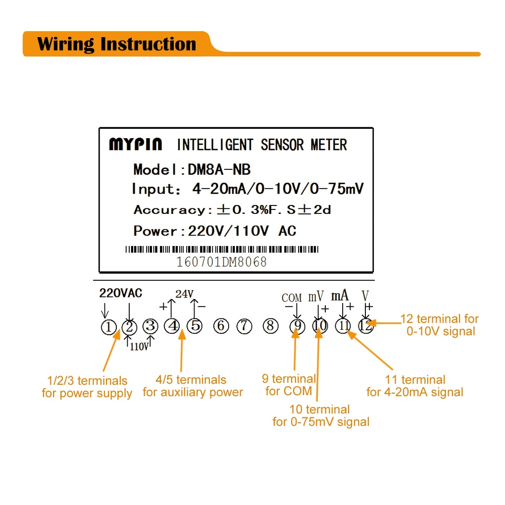 Digital Sensor Meter Multi-functional Intelligent LED Display 0-75mV/4-20mA/0-10V Input Pressure Transmitters