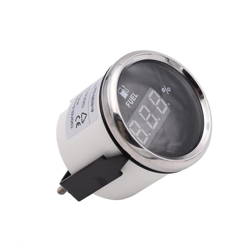 52mm Digital LED Fuel Meter Motorcycle Gauge 0-190ohm 240-33ohm Fuel Level Meter for Car Boat Marine Red Backlight 12V/24V