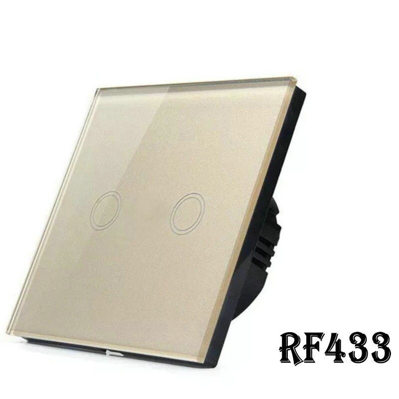 RF433 Remote Control Switch EU Standard 1/2/3 Gang Touch Wall Light Switch 220V White Crystal Glass RF Controller Switches: RF433 2 gang gold