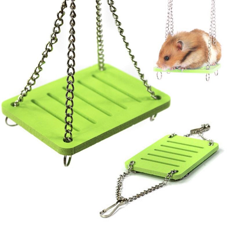Hamster Toys Swing Hanging Gadget Wooden Cage Accessories Supplies Amuse Mouse Green multi-color