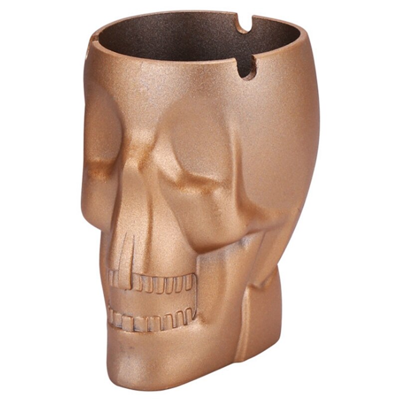 Asbak Vlamvertragende Asbak Aluminiumlegering Schedel Desktop Asbak Grappige Asbak Thuis Asbak: champagne gold