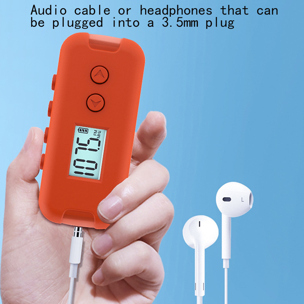 Novo bolso rádio fm portátil mini 50-108mhz receptor de rádio com display lcd 3.5mm fone de ouvido exibição de tempo 2 * fonte de alimentação aaa