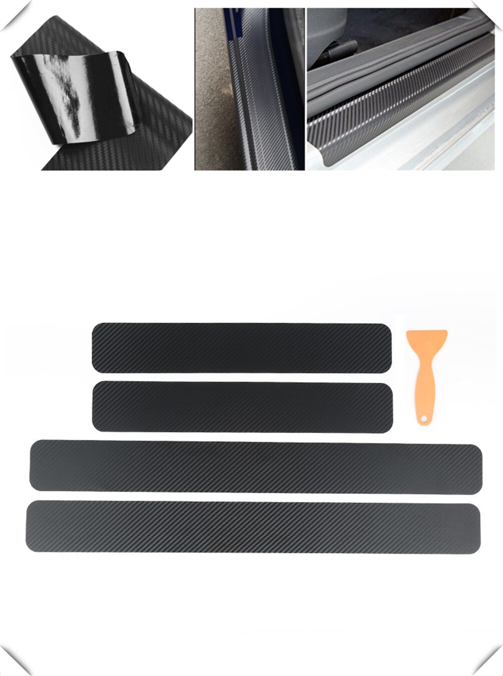4 stuks autovormige koolstofvezel deurrand krasbeschermingsfolie voor renault eolab twizy twin-z twin-run symbool