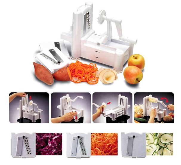 Handy Vegetable Spiralizer Fruit Slicer DIY Kitchen Tools 304 Stainless Steel Blades Manual Peeler